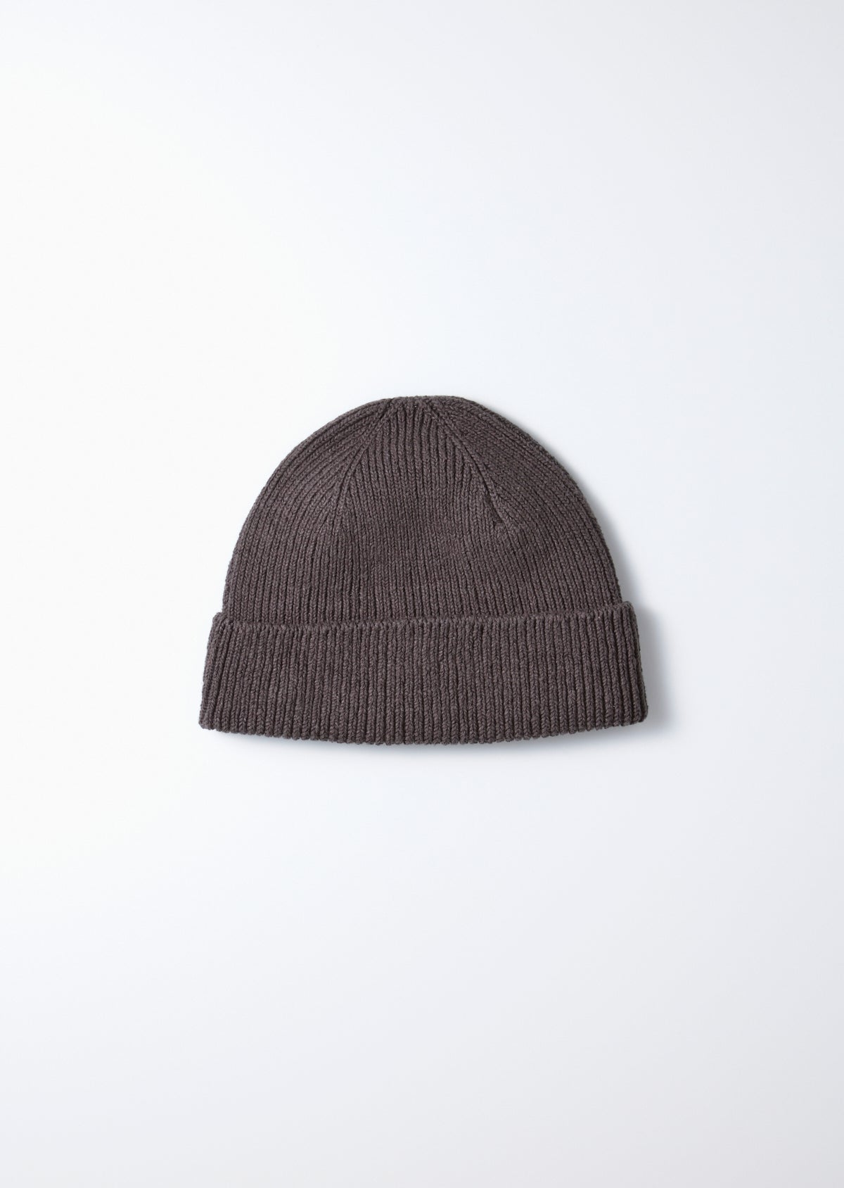 Dark Gray Washi/Recycled Cotton Beanie with a ribbed knit texture, displayed flat.
