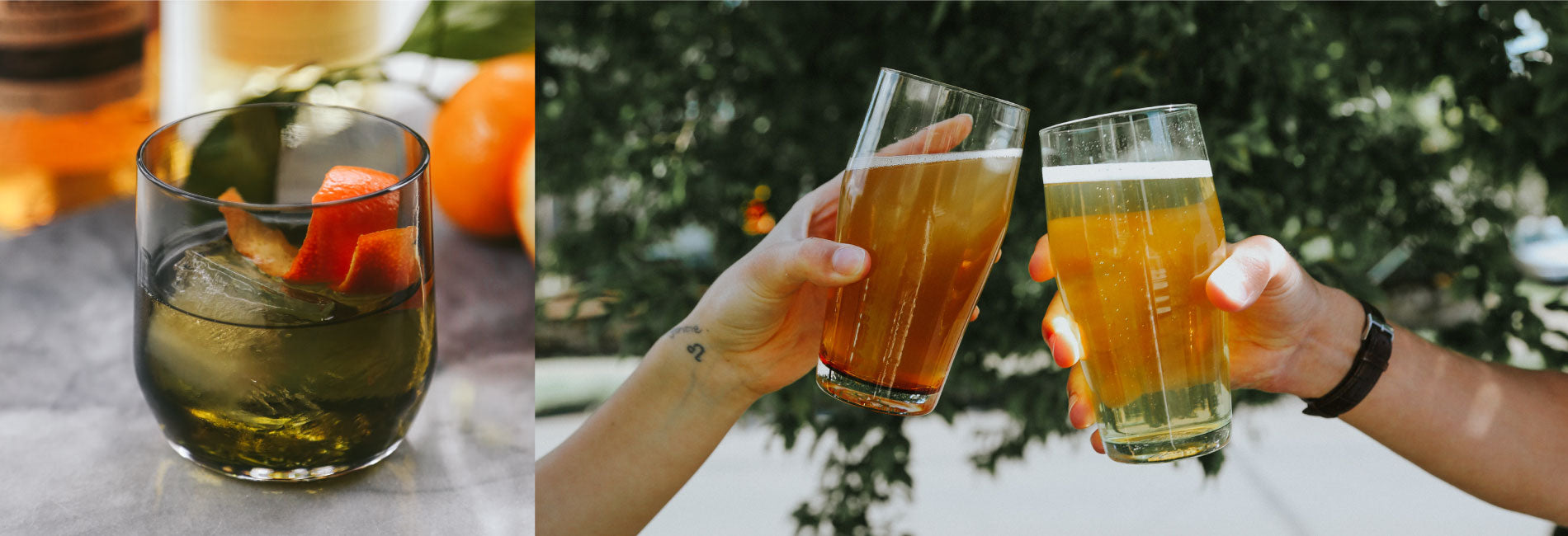 Golden cocktails with citrus garnish and festive toasts—elevate holiday gatherings with artisanal drinks.